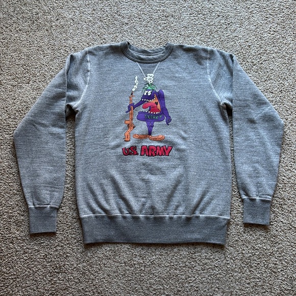 NEW Buzz Rickson Sportswear Crewneck Sweatshirt US Army Cartoon 60’s MIJapan L - Picture 3 of 16